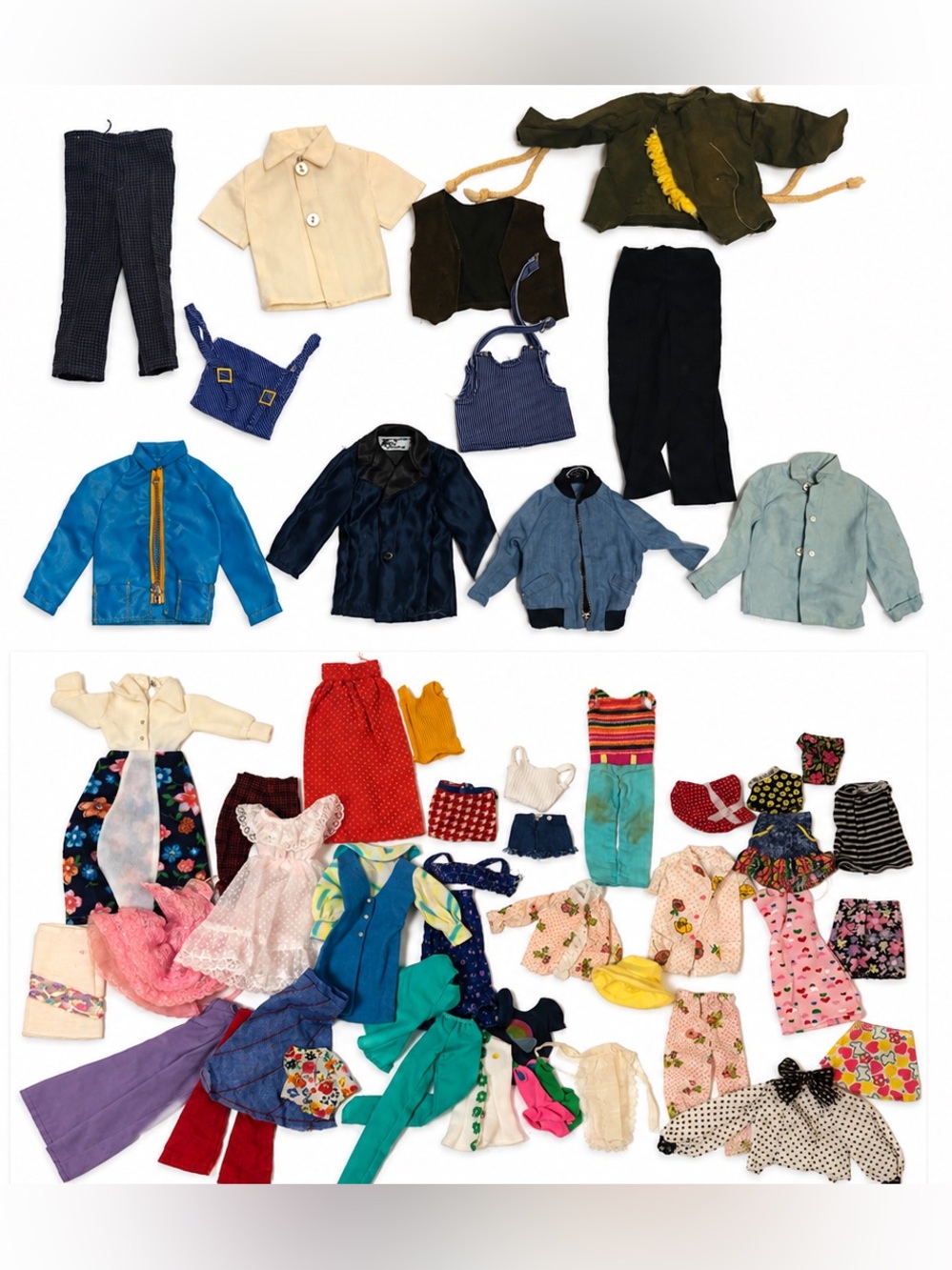 (50+) Assortment of 1960’s & 1970’s Vintage Barbie, Ken, and Skipper Clothes